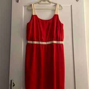 Red and beige tank dress